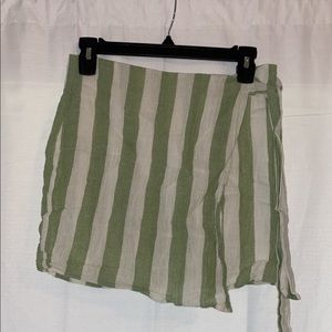 Striped green and cream skirt. Ties on side.
